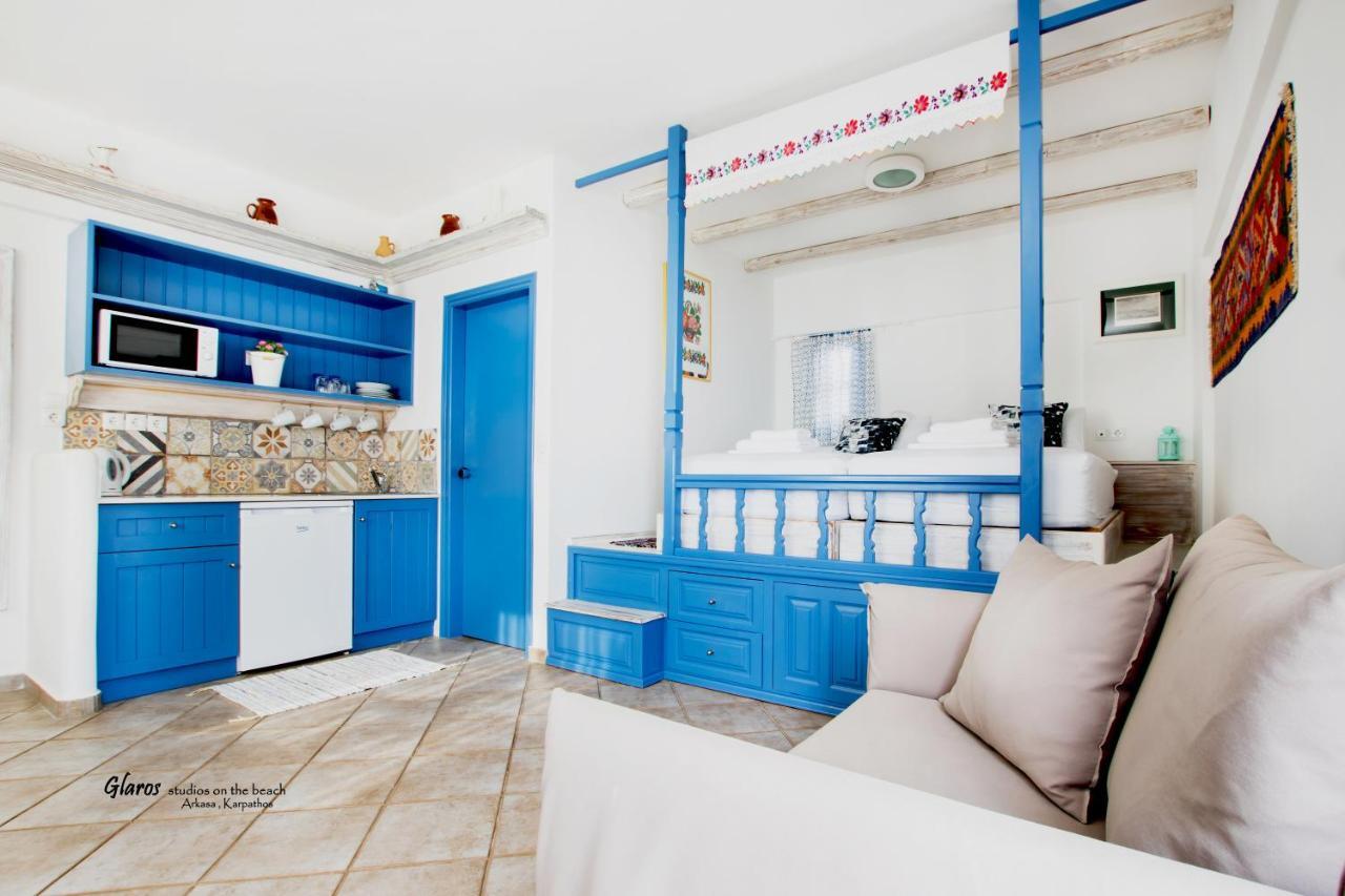 Apartamento Glaros Luxury Studio On The Beach Arkasa Exterior foto